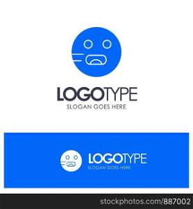 Emojis, Emoticon, Hungry, School Blue Solid Logo with place for tagline