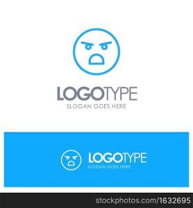 Emojis, Emotion, Faint, Feeling Blue Outline Logo Place for Tagline