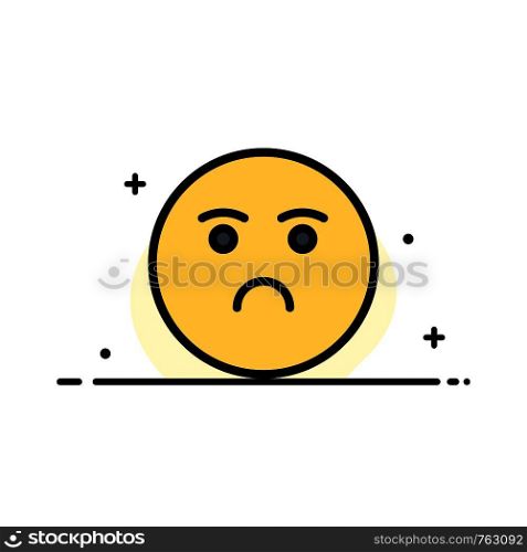 Emojis, Emotion, Feeling, Sad Business Flat Line Filled Icon Vector Banner Template