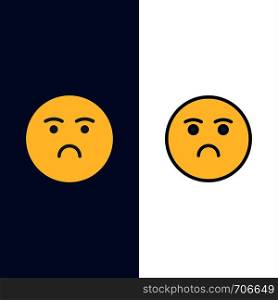 Emojis, Emotion, Feeling, Sad Icons. Flat and Line Filled Icon Set Vector Blue Background