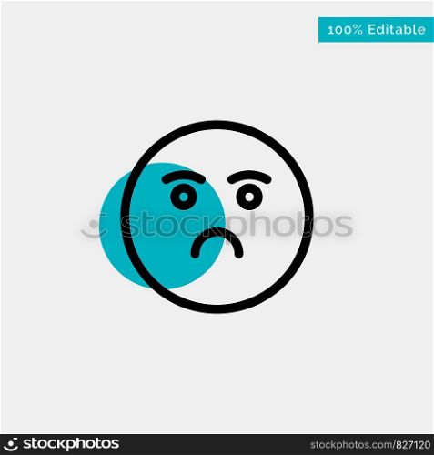 Emojis, Emotion, Feeling, Sad turquoise highlight circle point Vector icon