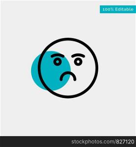 Emojis, Emotion, Feeling, Sad turquoise highlight circle point Vector icon