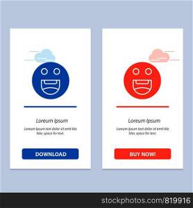 Emojis, Happy, Motivation Blue and Red Download and Buy Now web Widget Card Template