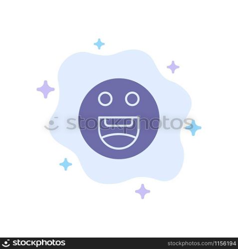 Emojis, Happy, Motivation Blue Icon on Abstract Cloud Background
