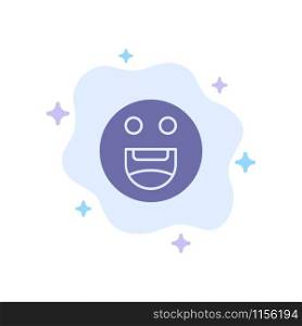 Emojis, Happy, Motivation Blue Icon on Abstract Cloud Background