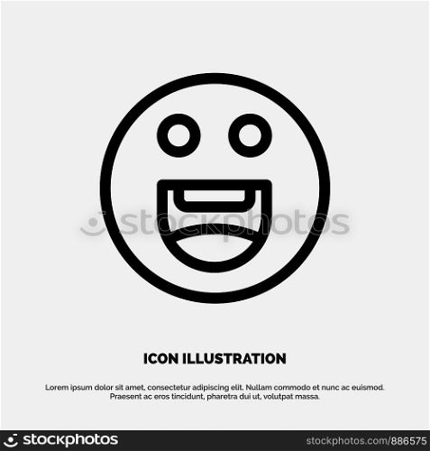 Emojis, Happy, Motivation Line Icon Vector