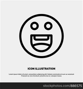 Emojis, Happy, Motivation Line Icon Vector