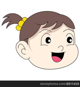 emoticon beautiful and cute baby girl head hair in pigtails. vector design illustration art