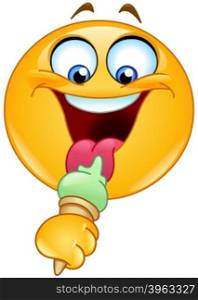 Emoticon eating an ice cream