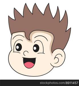 emoticon head boy with cool spiky style is laughing. vector design illustration art