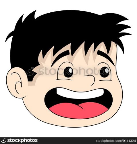 emoticon head handsome boy face laughing happy. vector design illustration art
