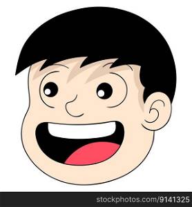 emoticon head handsome boy face laughing happy. vector design illustration art