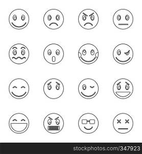 Emoticon icons set in thin line style for any design. Emoticon icons set, thin line style