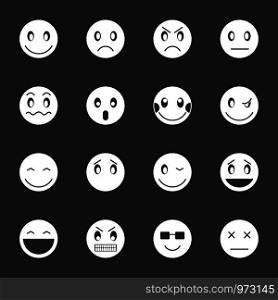 Emoticon icons set vector white isolated on grey background . Emoticon icons set grey vector