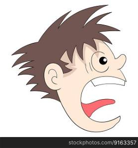 emoticon male head expression gawking screaming scared. vector design illustration art