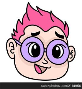 emoticon of a boy head wearing glasses with a happy smiling face