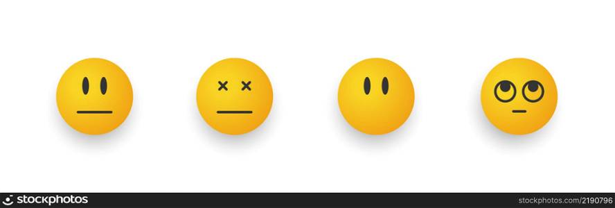 Emoticon smile. Cartoon emoji set. Emotional smileys signs. Vector illustration