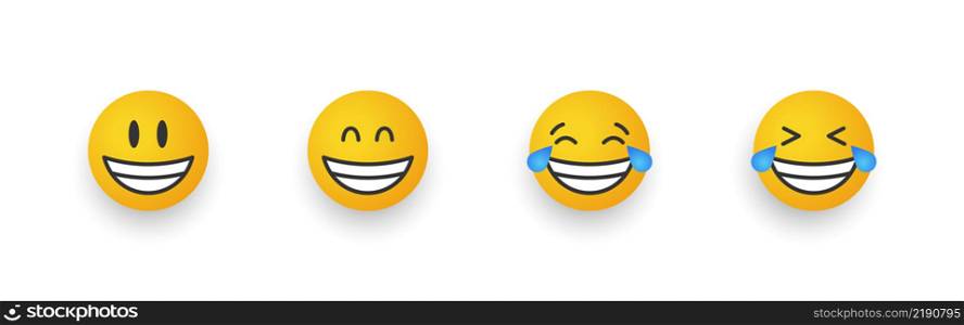 Emoticon smile icons. Cartoon emoji set. Emoticon signs. Vector illustration