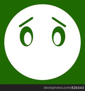 Emoticon white isolated on green background. Vector illustration. Emoticon green