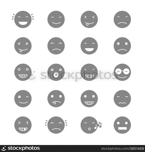 Emoticons Collection. Set of Emoji. Flat monochrome style. Different Emoticons. Vector illustration