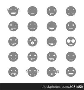 Emoticons Collection. Set of Emoji. Flat monochrome style. Different Emoticons. Vector illustration