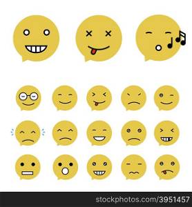 Emoticons Collection. Set of Emoji. Flat style. Different Emoticons. Vector illustration