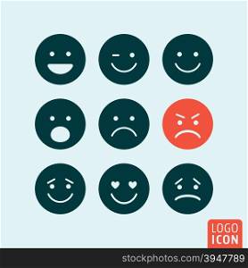 Emoticons icon. Emoticons logo. Emoticons symbol. Set emoji icons isolated, minimal design. Vector illustration