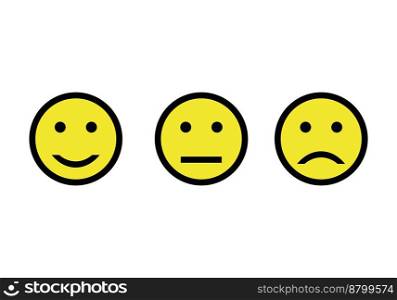 Emoticons, vector. Happy, neutral and sad.