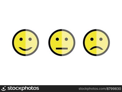 Emoticons, vector. Happy, neutral and sad.