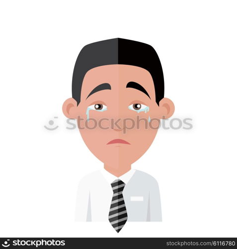 Emotion avatar man crying success. Emotion and avatar, emotions faces, feelings and emotional intelligence, expression and crying face, character man emotion, success person weeps illustration