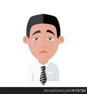 Emotion avatar man crying success. Emotion and avatar, emotions faces, feelings and emotional intelligence, expression and crying face, character man emotion, success person weeps illustration