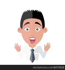 Emotion avatar man happy success. Emotion and avatar, emotions faces, feelings and emotional intelligence, expression and surprise face, character man emotion, success person surprise illustration