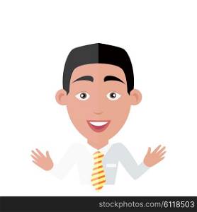 Emotion avatar man happy success. Emotion and avatar, emotions faces, feelings and emotional intelligence, expression and happy face, character man emotion, success person smile illustration