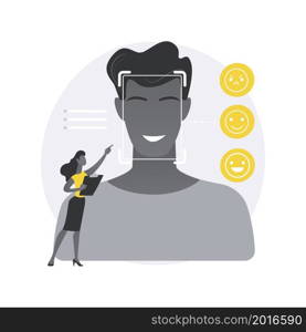 Emotion detection abstract concept vector illustration. Speech, emotional state recognition, emotion detection from text, sensor technology, machine learning, AI reading face abstract metaphor.. Emotion detection abstract concept vector illustration.