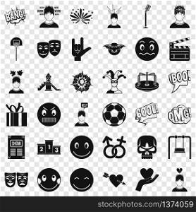 Emotion icons set. Simple style of 36 emotion vector icons for web for any design. Emotion icons set, simple style