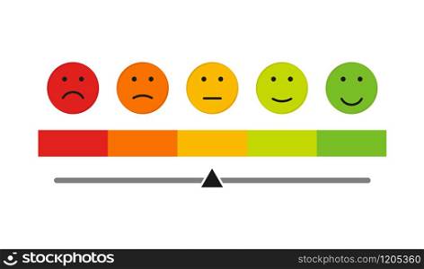 emotion quality assessment ruler in flat style, vector illustration. emotion quality assessment ruler in flat style, vector