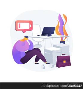 Emotional burnout abstract concept vector illustration. Psychological breakdown, burnout, emotional overload, psychologist consultation, mental health, stress and anxiety abstract metaphor.. Emotional burnout abstract concept vector illustration.