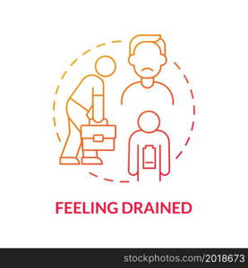 Emotional fatigue concept icon. Toxicity at workplace. Office worker without energy. Unpleasant working environment. Burnout abstract idea thin line illustration. Vector isolated outline color drawing. Emotional fatigue concept icon