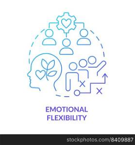 Emotional flexibility blue gradient concept icon. Reaction to stress. Leader flexibility type abstract idea thin line illustration. Isolated outline drawing. Myriad Pro-Bold fonts used. Emotional flexibility blue gradient concept icon