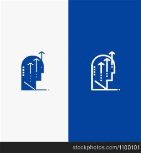 Emotional, Growth, Human, Intelligence, Mind Line and Glyph Solid icon Blue banner Line and Glyph Solid icon Blue banner