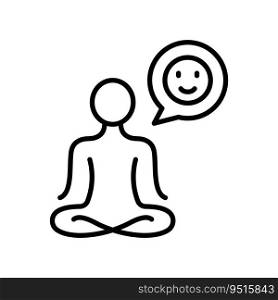 Emotional Harmony Balance Line Icon. Wellbeing Calm Rest Pictogram. Emotion Smile, Training Relax in Yoga Lotus Pose Outline Icon. Good Mental State. Editable Stroke. Isolated Vector Illustration.. Emotional Harmony Balance Line Icon. Wellbeing Calm Rest Pictogram. Emotion Smile, Training Relax in Yoga Lotus Pose Outline Icon. Good Mental State. Editable Stroke. Isolated Vector Illustration