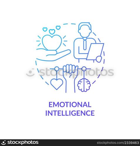 Emotional intelligence blue gradient concept icon. Communicate effectively at work. HR skills abstract idea thin line illustration. Isolated outline drawing. Myriad Pro-Bold font used. Emotional intelligence blue gradient concept icon
