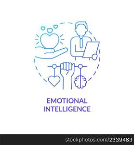 Emotional intelligence blue gradient concept icon. Communicate effectively at work. HR skills abstract idea thin line illustration. Isolated outline drawing. Myriad Pro-Bold font used. Emotional intelligence blue gradient concept icon