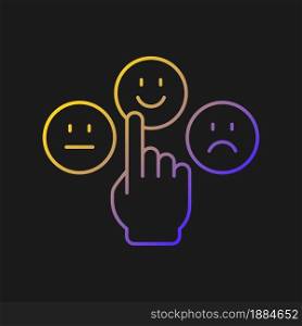 Emotional maturity vector icon for dark theme. Ability to control and manage emotions. Confidence and responsibility. Thin line color symbol. Modern style pictogram. Vector isolated outline drawing. Emotional maturity vector icon for dark theme