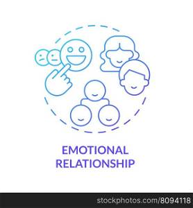 Emotional relationship blue gradient concept icon. Closeness and attachments. Genograms information abstract idea thin line illustration. Isolated outline drawing. Myriad Pro-Bold font used. Emotional relationship blue gradient concept icon