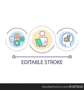Emotionally focused therapist loop concept icon. Mental health counselor abstract idea thin line illustration. Managing emotions, feelings. Isolated outline drawing. Editable stroke. Arial font used. Emotionally focused therapist loop concept icon
