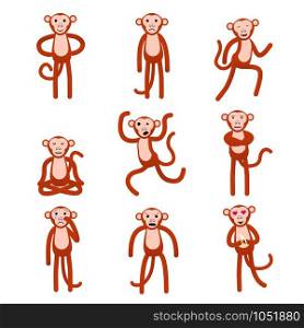 Emotions Full height figures monkeys. Vector illustration. Emotions Full height figures monkeys