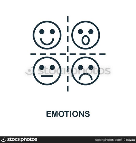 Emotions icon. Monochrome style design from machine learning collection. UX and UI. Pixel perfect emotions icon. For web design, apps, software, printing usage.. Emotions icon. Monochrome style design from machine learning icon collection. UI and UX. Pixel perfect emotions icon. For web design, apps, software, print usage.