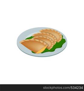 Empanada, meat pie icon in isometric 3d style on a white background. Empanada, meat pie icon, isometric 3d style