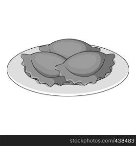 Empanadas, meat pie icon in monochrome style isolated on white background vector illustration. Empanadas, meat pie icon monochrome